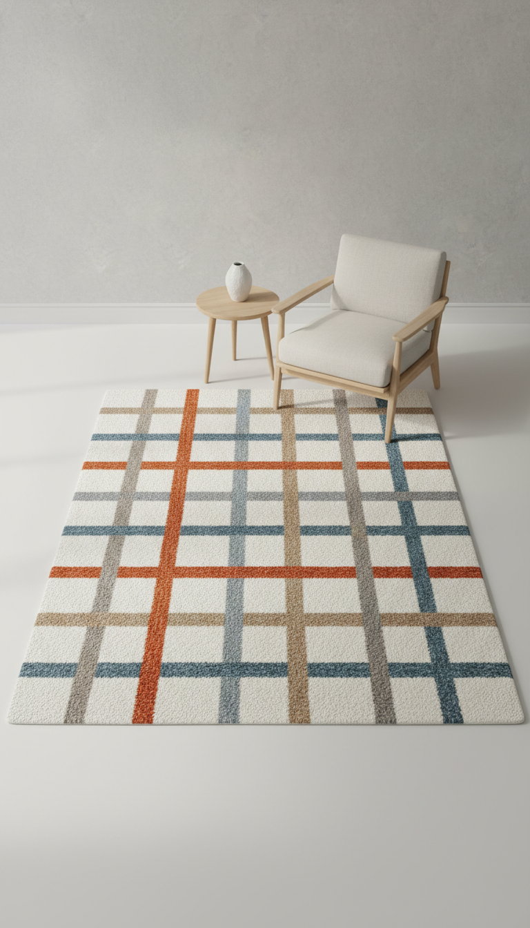 Wool Stone Grid area rug